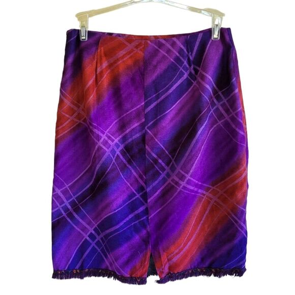 Clio Plaid Purple & Red Midi Shirt 12 Petite - Picture 2 of 8